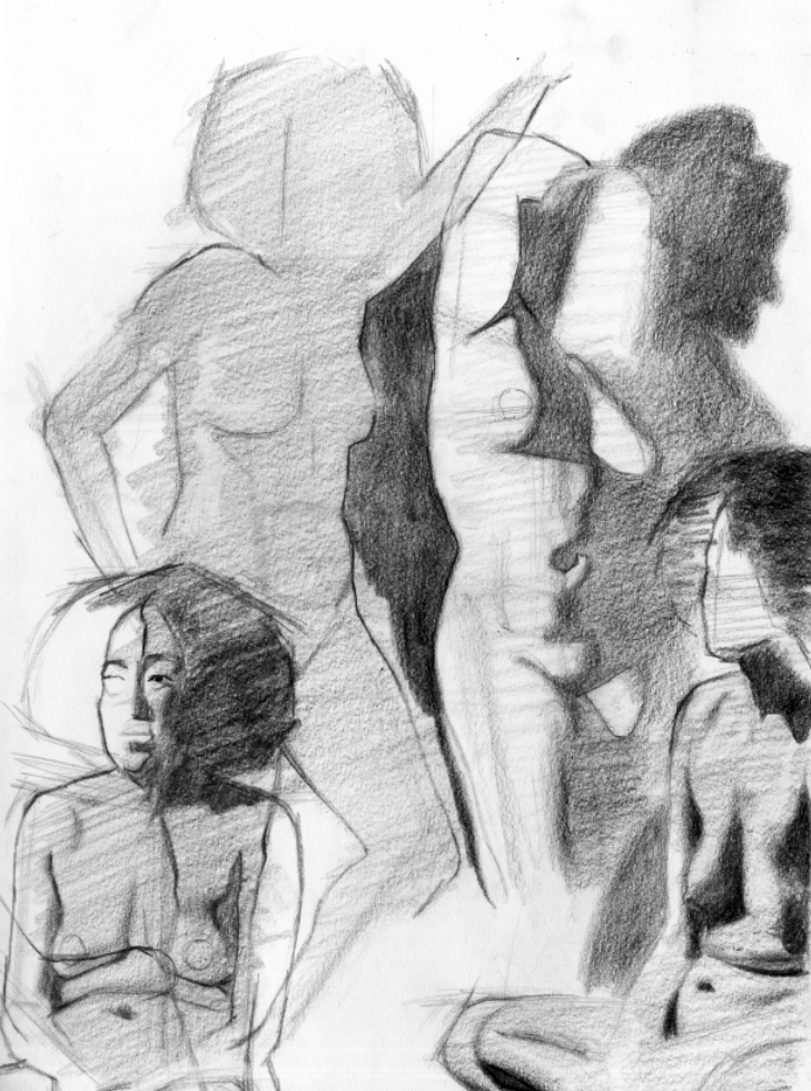 Figures from Sketchbook 1, graphite